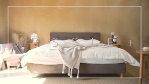 เตียงนอน ฐานเตียง+หัวเตียง โครงไม้เต็งเสริมไม้อัด 6ฟุต 5ฟุต 3.5ฟุต (ไม่รวมที่นอน) JESSIE+ Bedding Frame | Korean Fabric