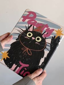 เคสiPadหมุน 360° แผ่นหลังอะครีลิ Black Cat Party Time Pro13 2024 Air6 13 Pro11 2024 Air6 Gen10 Air5/4 Gen11 Air7 11 เรียบง่าย Gen9 gen10 mini7 8.3 เคสไอแพด 10.9 11pro
