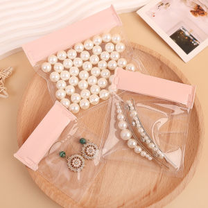 5pcs EVA Self Sealing Plastic Pink Jewelry Zip Lock Bags Thick Clear Ziplock Earrings Packaging Storage Bags