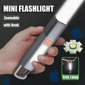 Super Bright LED Flashlight XPE Torch Light With Hook Camping Light USB Rechargeable Zoomable Waterproof Flashlight