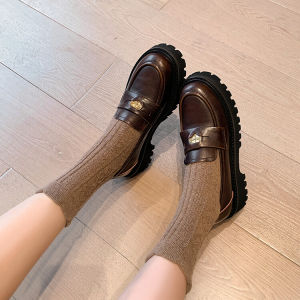 Cat Master Homemade Genuine Leather Retro Rub Color Loafers Women Autumn and Winter Thick-Soled Design British Style Small Leather Shoes Single-Layer Shoes