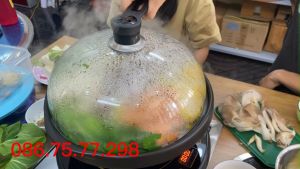 Nồi lẩu hấp cách thủy gia đình Nồi lẩu hơi nước bằng sứ dành cho gia đình Bếp lẩu gia đình hơi nước