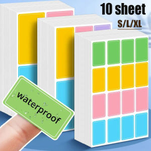 Polocat 10 Sheets Waterproof Colorful Self Adhesive Assorted Stickers Removable Label Stickers Name Tag Bottle File Document School Supplies