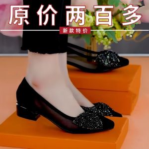 Giày Đơn Lưới Da Thật Cho Nữ Giày Đế Thấp Mùa Hè Mới Giày Lười Buộc Nơ Giày Đế Mềm Mùa Hè 2024 Giày Đế Bằng Mũi Nhọn