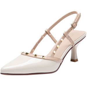 DUSTO | Pointed Rivet High Heel Comfortable Fine Heeled Sandal with French Style