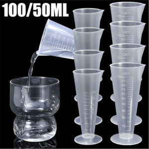 [Warm Homie] 50/100ml Transparent Scale Plastic Measuring Cup Tools Laboratory Triangular Graduated Liquid Measuring Tool