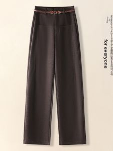 MEITESIJIAONU | Warm Flannel Wool-blend Trouser Pants Coffee-colored
