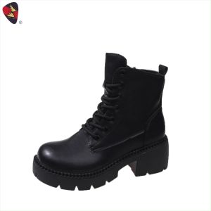 Katerina Fashion Korean Ankle Zipper Boots Shoes Heeled For Women K-16
