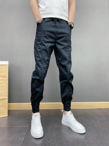 New Mens Workwear Pants Slim Fit Sports Style Trendy Harajuku Casual Nine Points Pants Versatile Autumn Season Polyester Elastic Fiber