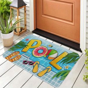 VIKAMA Kính Mát Hình Quả Dưa Hấu Nghệ Thuật Flannel Thảm Cửa Chống Trượt Bể Bơi Mùa Hè Dép Xỏ Ngón Trang Trí Nhà Cửa Cho Lối Vào Phòng Ngủ Phòng Khách