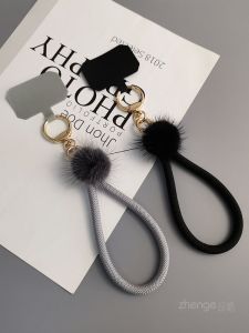 Portable Short Mobile Phone Lanyard Outdoor Mens Style Thickened Wristband Winter Furry Keychain Shell Durable Hand Strap