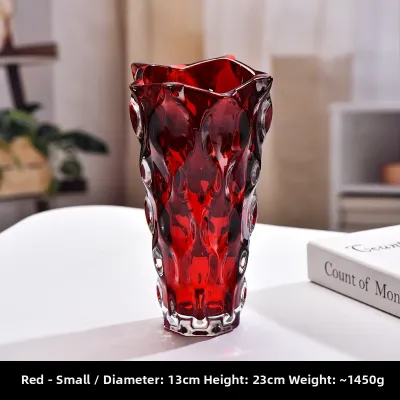 Nordic Luxury Large Diameter Crystal Glass Flower Vase for Flowers And Green Plants Home Hotel Floral Decorations