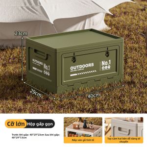 CORJANE | Hộp Lưu Trữ Dã Ngoại Gấp Đựng Nắp Gỗ