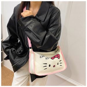 Sanrio | (Authorized) Sanrio 1PC Hello Kitty Womens Fashion Tote Bag Outdoor Travel Large Capacity Lightweight Shoulder Bag