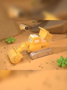 DIY รถไขลานเด็ก กดปุ่มแล้ววิ่งไปข้างหน้า รถก่อสร้างจำลอง