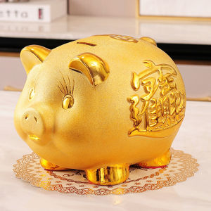 Tiktok Golden Piggy Bank Savings Bank Money Box Pig Creative Not Available Internet Celebrity Kids Only-in-No-out Large Capacity