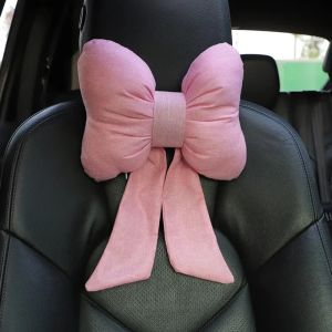 Car Neck Pillow Cute Interior Pink Bowknot Head Pillow Universal Anti-fatigue Car Headrest Neck Cushion Pillows Car Accessories