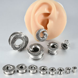 Stainless Steel Silvery Swirl Ear Plugs Simple Designs Ear Tunnels Gauges Earring Expander Plugs Piercing Jewelry
