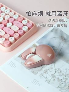 Rabbit Wireless Mouse Bluetooth Light Tone Dual-Mode Girl Cute Animal Office iPad Tablet Mac Computer General