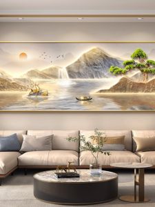 Modern Decorative Painting Horizontal Landscape Office Desk Living Room Sofa Background Wall Artwork Metal Framed Chinese Style