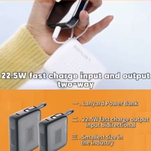 LENYES PX269D Mini Powerbank 20000mAh Fast Charging 22.5W Built In Cable Type C Output Power Bank Portable