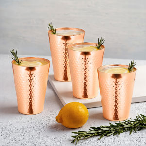 450ml Aluminum Cup Hammered Copper Plating Cup Anti-fall Aluminum Beer Cup Metal Cola Cold Drink and Juice Cups For Outdoor Home