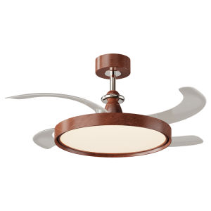 DGY | Quiet Invisible Blade Integrated Wooden Walnut Colored Eye-Protecting Ceiling Fan Light