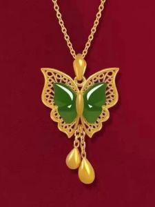 สร้อยคอทองคำแท้ 24K รูปหัวใจรูปดอกกุหลาบ จี้รูปตัวลากลม ไม่ซีดจาง สไตล์ฮ่องกง เครื่องประดับแฟชั่นสำหรับผู้หญิง