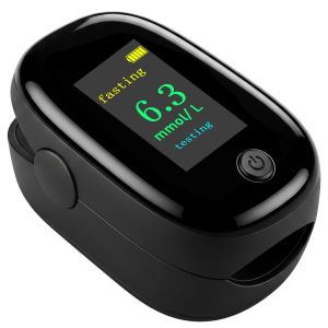 Glucometer & Oximeter No Need Prick 2-in-1 Function Fingertip Monitor Or Medical Body Thermometer Mini Portable Measuring Kit