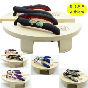 Personalized Wooden Clogs Original Single Rubber Bottom round Two Teeth Dance Girl Cool Slippers Wooden Doll Casual Flip Flops