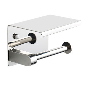 Winnereco Stainless Steel Toilet Paper Holder Wall Mounted Roll Paper Dispenser Multifunctional Floating Paper Shelf for Bathroom Washroom