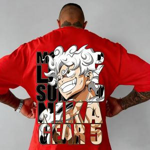 Bandai | "One Piece" Japanese Anime Mens Printed T-shirts Millennium Summer Leisure with Short Sleeves Leisure Boy Childrens T-shirt
