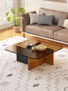 Tempered Glass Square Coffee Table Minimalist Italian Style Modern Home Use Small Apartment Villa Low Tea Table Rectangular Top