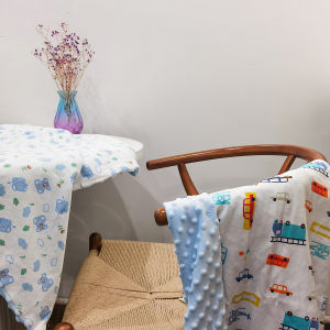 ผ้าห่มขนดอท ปุ่มดอทมิงค์ เนื้อผ้าคอตตอลนุ่มนิ่มข ขนาด 80*100CM มีสองด้าน เนื้อผ้านุ่ม