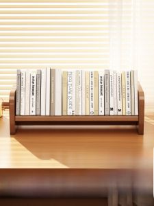 Economical Desktop Bookshelf Small Window Book Desk Simple Vertical Storage Rack Easy to Assemble Bamboo Material Desk Organizer