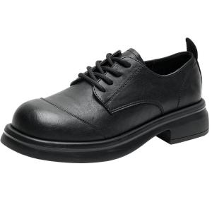 Josiny | Thick-soled Black Retro Oxford Shoes Women