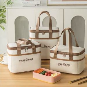 Portable lunch bag food insulated box Waterproof shoulder strap insulated box hand-held lunch box bag fresh aluminumA-DH