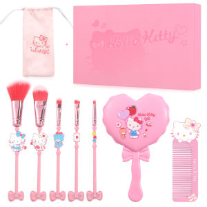 Sanrio cartoon cute Hello Kitty makeup brush gift box set soft fiber makeup brush suitable for women and girls birthday gifts