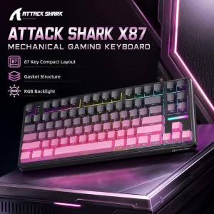 ATTACK SHARK | ATTACK SHARK X87 Custom Mechanical Keyboard Wireless Bluetooth RGB Hot Swappable Side Engraved Keycaps Gasket Gaming Keyboard PC