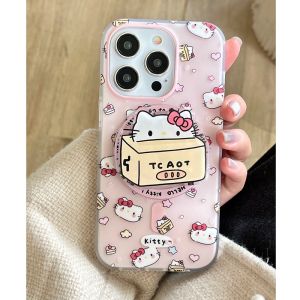 Kitty Cat Magnetic Female Version of Anti-Loss Mobile Phone Stand Hard Protective Cover for Iphone13 14pro Max Creative Shock Absorbant