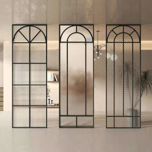Aluminum Alloy French Vintage Glass Partition Living Room Entrance Hall Bathroom Stainless Steel Screen Windscreen Privacy Divider