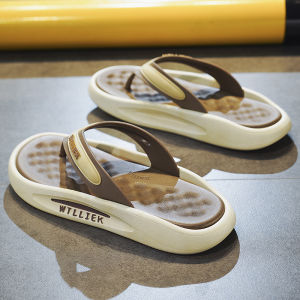 รองเท้าแตะชายหาดกันลื่นสำหรับผู้ชาย ทรงสวมสบาย ส้นหนา สไตล์สปอร์ต รองเท้าแตะชายหาดแบบสวมสบาย ผลิตจากยางและพลาสติก