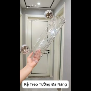 Kệ để đồ nhà tắm Bismart có cốc hút chắc chắn chất liệu PET trong suốt Kệ đựng đồ phòng tắm có móc treo đi kèm.