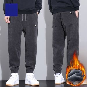 ROMON | Lormen Mens Corduroy Pants Winter Thickened Fleece Lined Cuffed Sports Casual Long Trousers Loose Fit Youthful Style