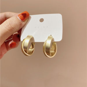2025 New Fashion Matte Unique Metal Earrings Vintage Cold Tone Elegant Summer Geometric Pattern Womens Hoop Earrings