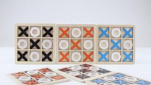Wooden XO Tic Tac Toe Game Mini Chess Board Interaction Puzzle Training Montessori Educational Toys Gift for Kids Boy Girl