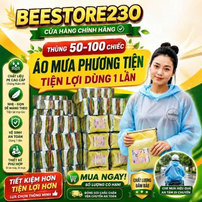 KIỆN SỈ 100 CÁI ÁO MƯA NILONG DÙNG 1 LẦN loại dẻo dai