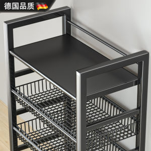 Simple Mobile Kitchen Vegetable Basket Stand Multi-layer Storage Rack Rust-proof Metal Floor-standing Kitchen Storage Shelf