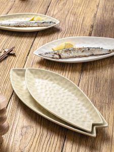 Japanese Fish Plate For Home Fancy Ceramic Plate New Arrival Large Steamed Fish Plate Dishes Creative Sushi Fish Plate