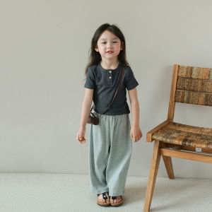 Spring Summer Autumn Lightweight Casual Wide Leg Pants Baby Girls Bottoming Long Trousers Childrens Clothing 2-25 Years Old Trendy